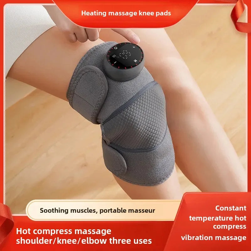 Heating massage knee pad with adjustable straps, constant temperature hot compress, and vibration massage for soothing muscles in knee, shoulder, and elbow