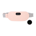 Pink vibrating waist relaxation belt with adjustable straps and digital display for heat and vibration therapy, designed for back and core pain relief