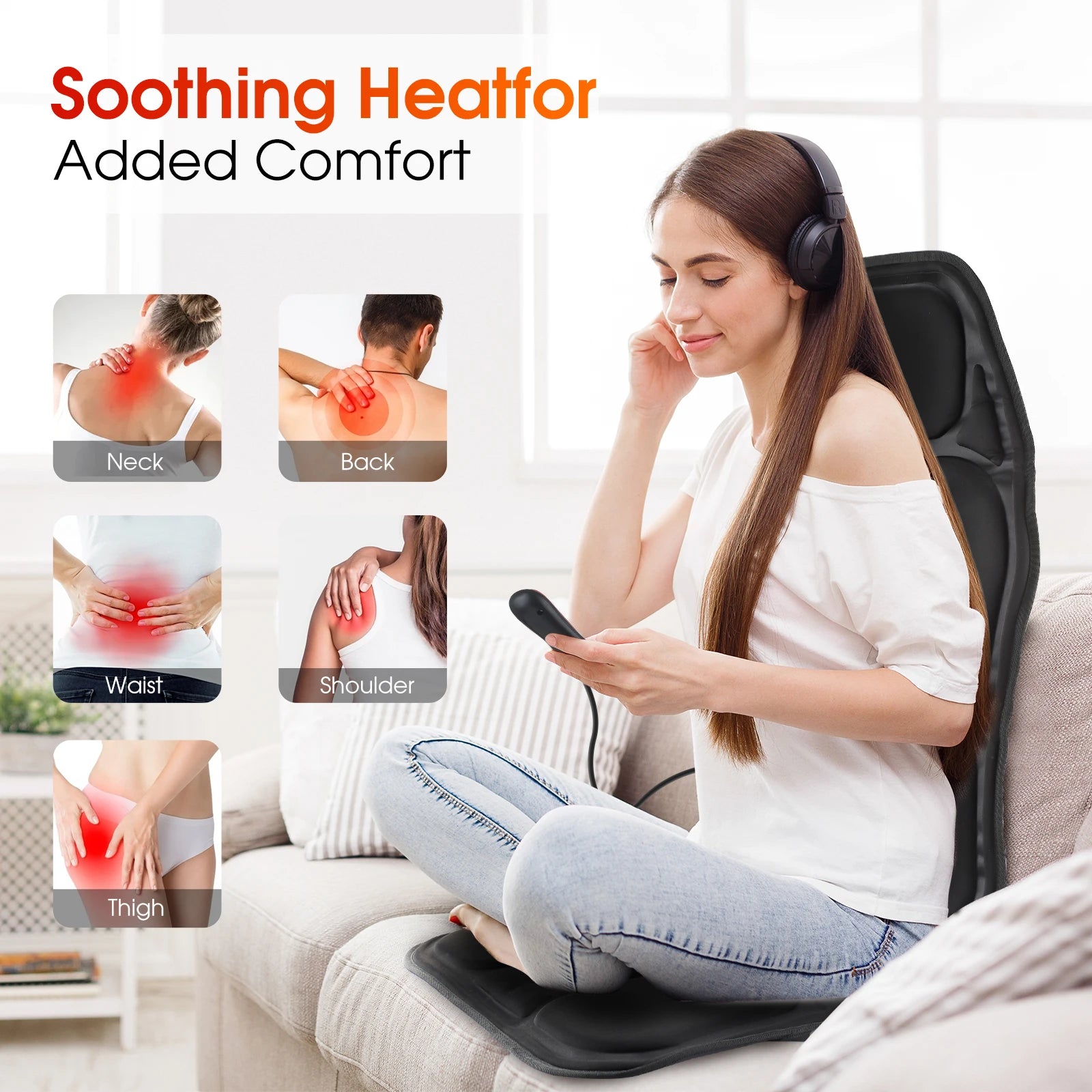 Electric Heating Vibrating Massage Pad – Full Body Cushion for Back, Lumbar & Shoulder Relief