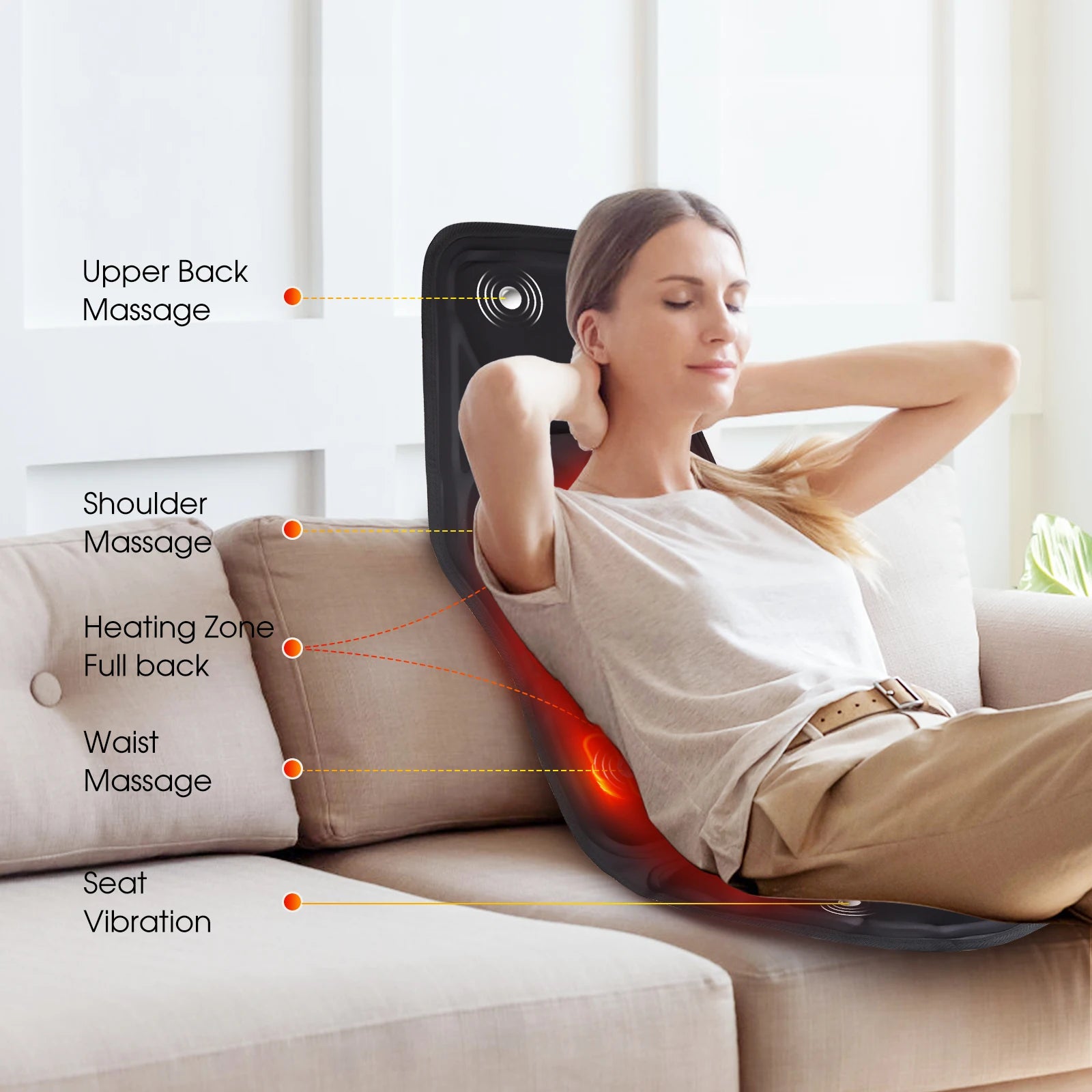 Electric Heating Vibrating Massage Pad – Full Body Cushion for Back, Lumbar & Shoulder Relief