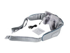 Electric shoulder and neck massager with adjustable straps, control buttons, USB charging cable, and user manual included