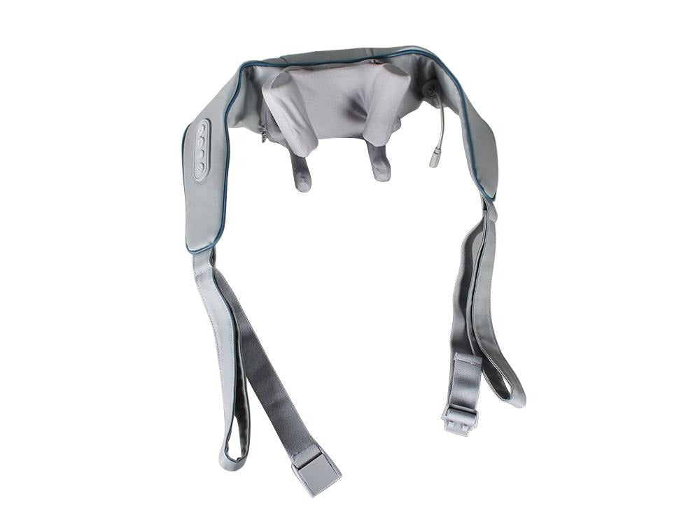 Adjustable electric shoulder and neck massager with straps and built-in control panel for deep tissue relief and muscle relaxation